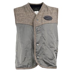 John Richmond Destroy Retro Men's Brown Wool Tweed & Grey Satin Gilet Jacket