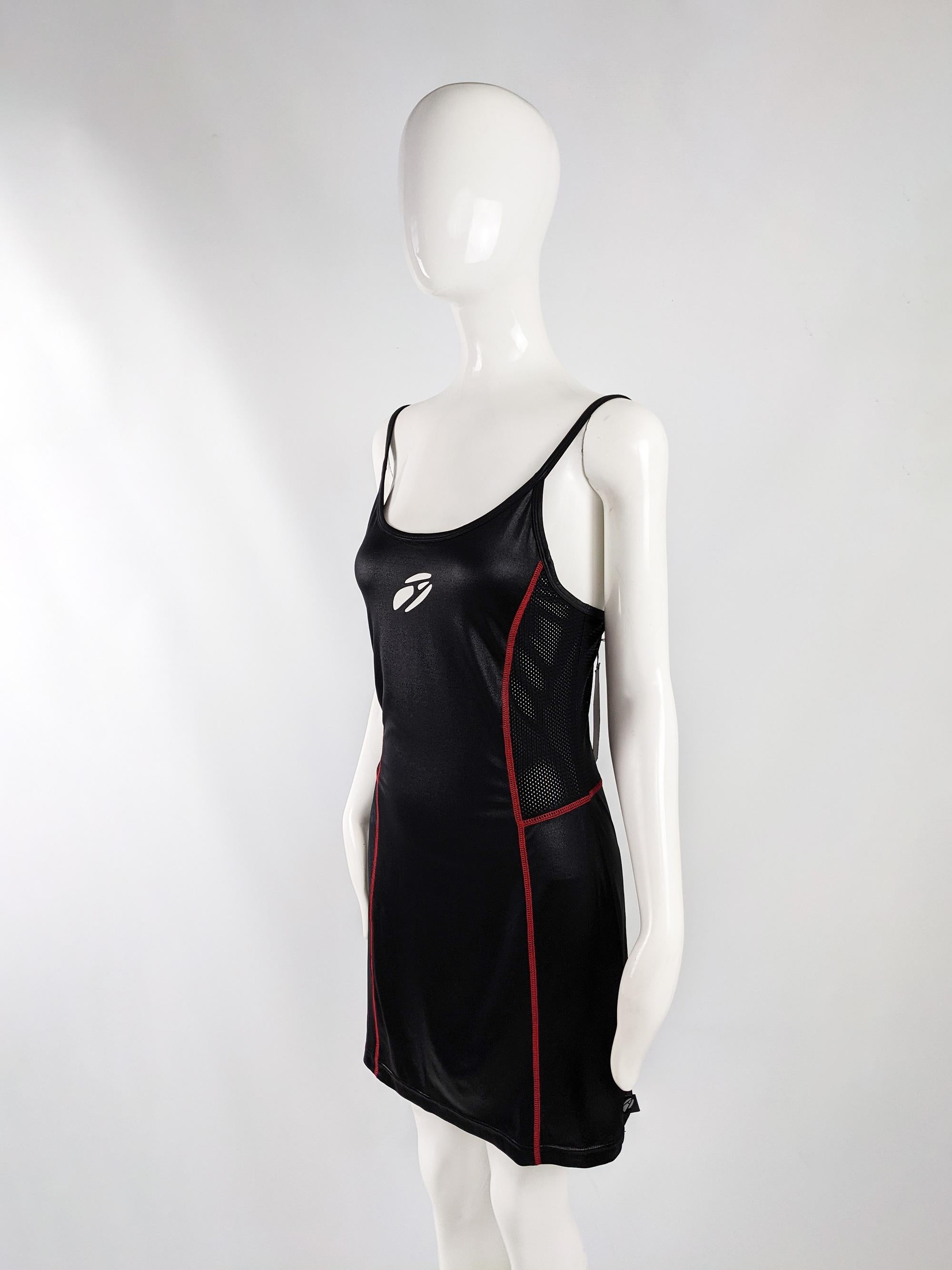 John Richmond Destroy Womens Vintage Black Jersey & Mesh Sporty Dress In Excellent Condition In Doncaster, South Yorkshire