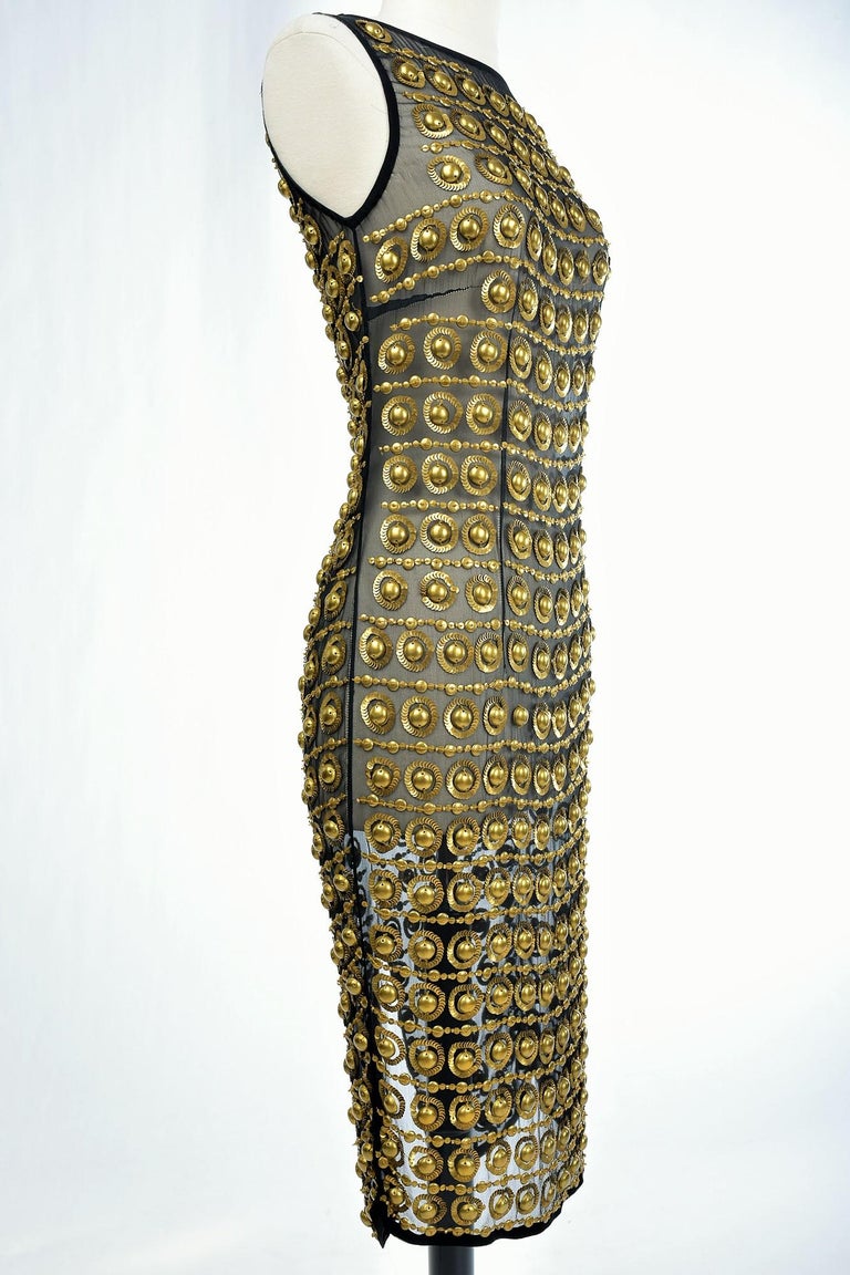 John Richmond Black Silk Full Length Sequined Gown Dress
