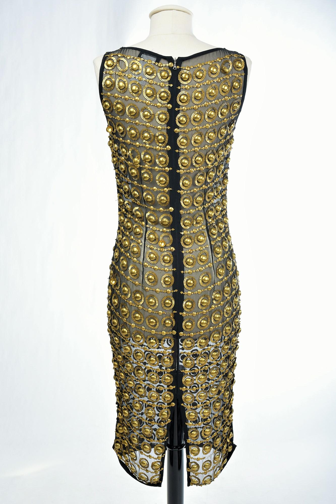 John Richmond Evening Dress in Silk Chiffon embroidered with sequins Circa 2000 For Sale 7