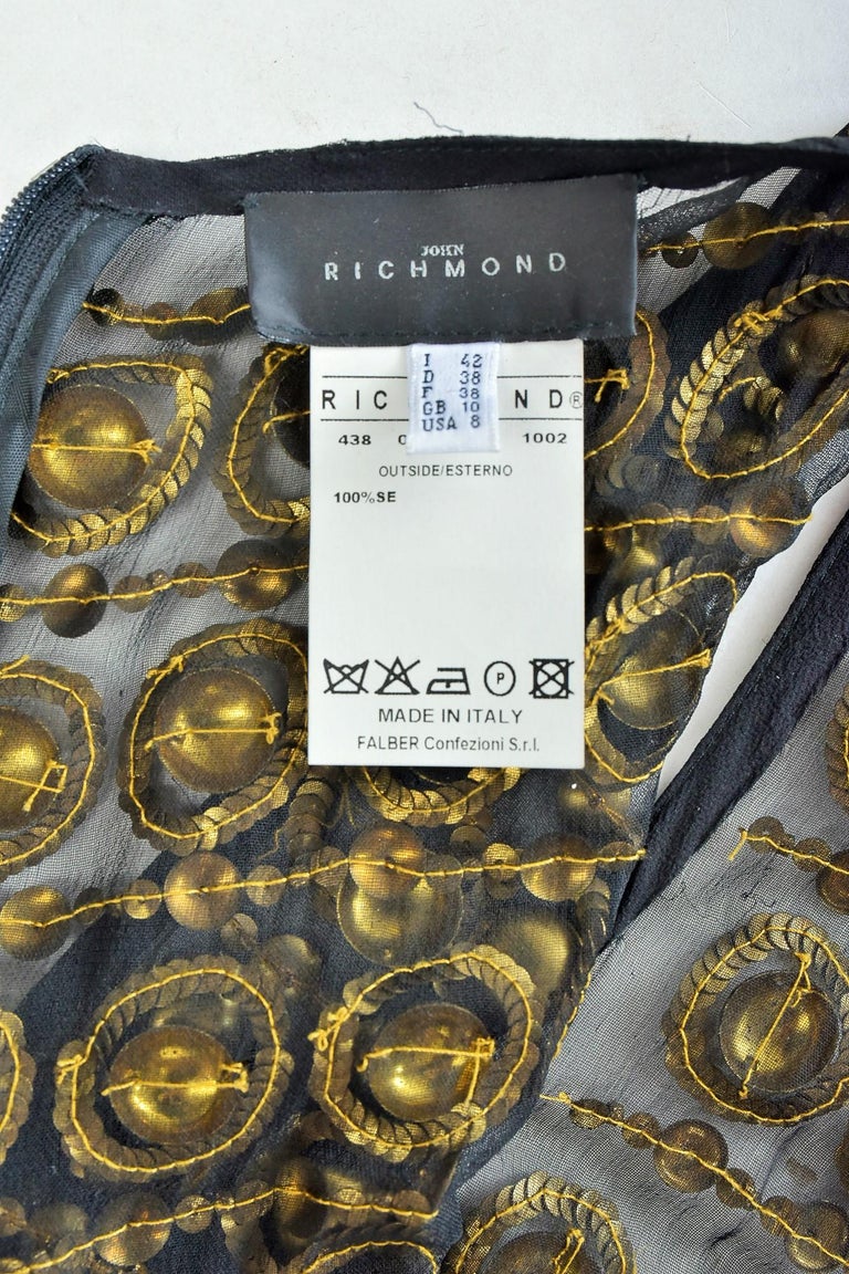 John Richmond Evening Dress in Silk Chiffon embroidered with sequins