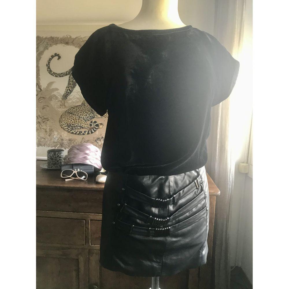 John Richmond Leather Skirt Suit in Black For Sale 2