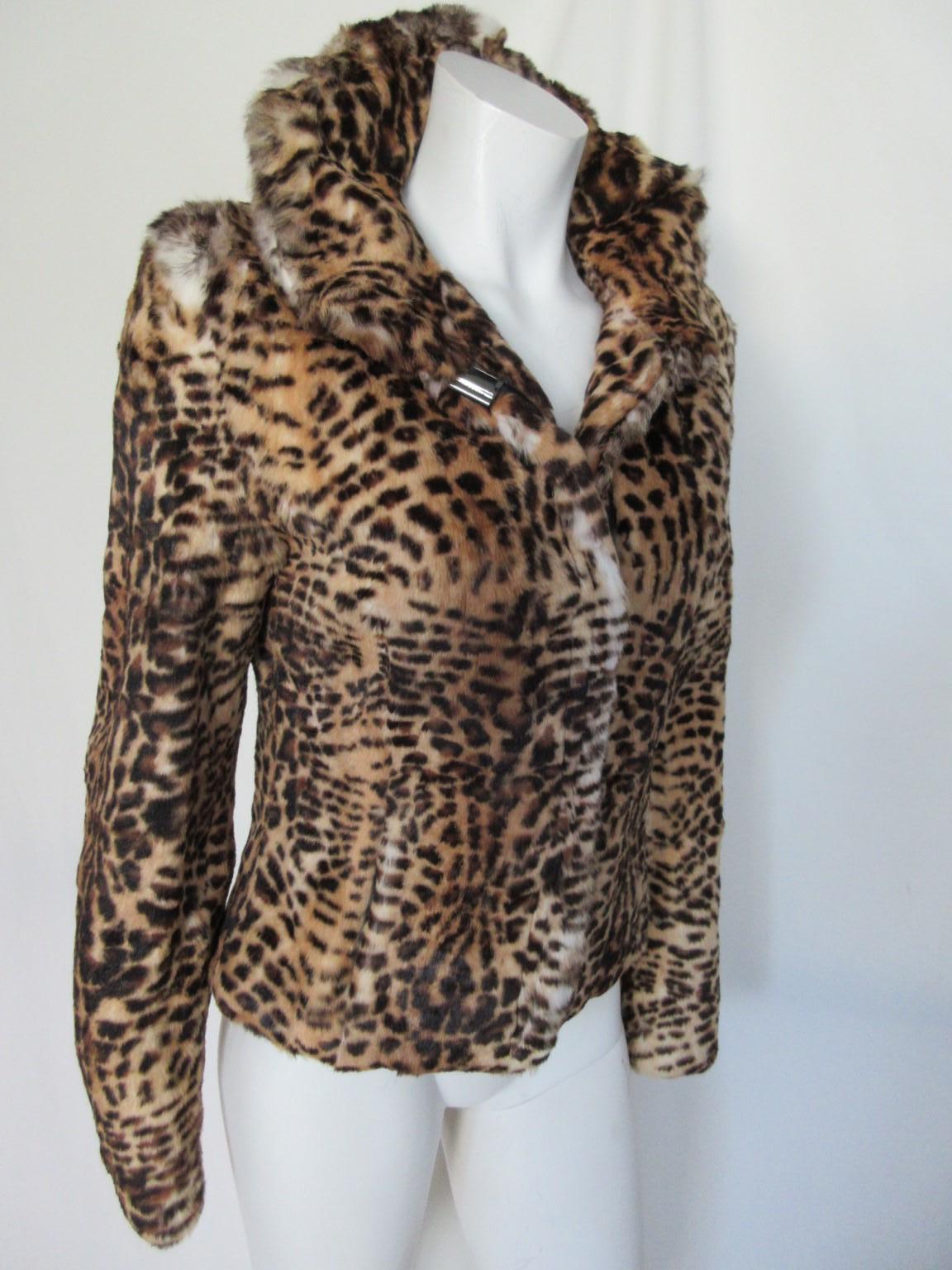 John Richmond Leopard Printed Fur Jacket size Us 8 For Sale 7