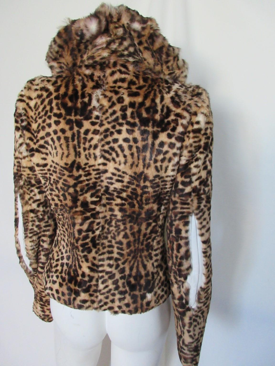 Women's or Men's John Richmond Leopard Printed Fur Jacket size Us 8 For Sale