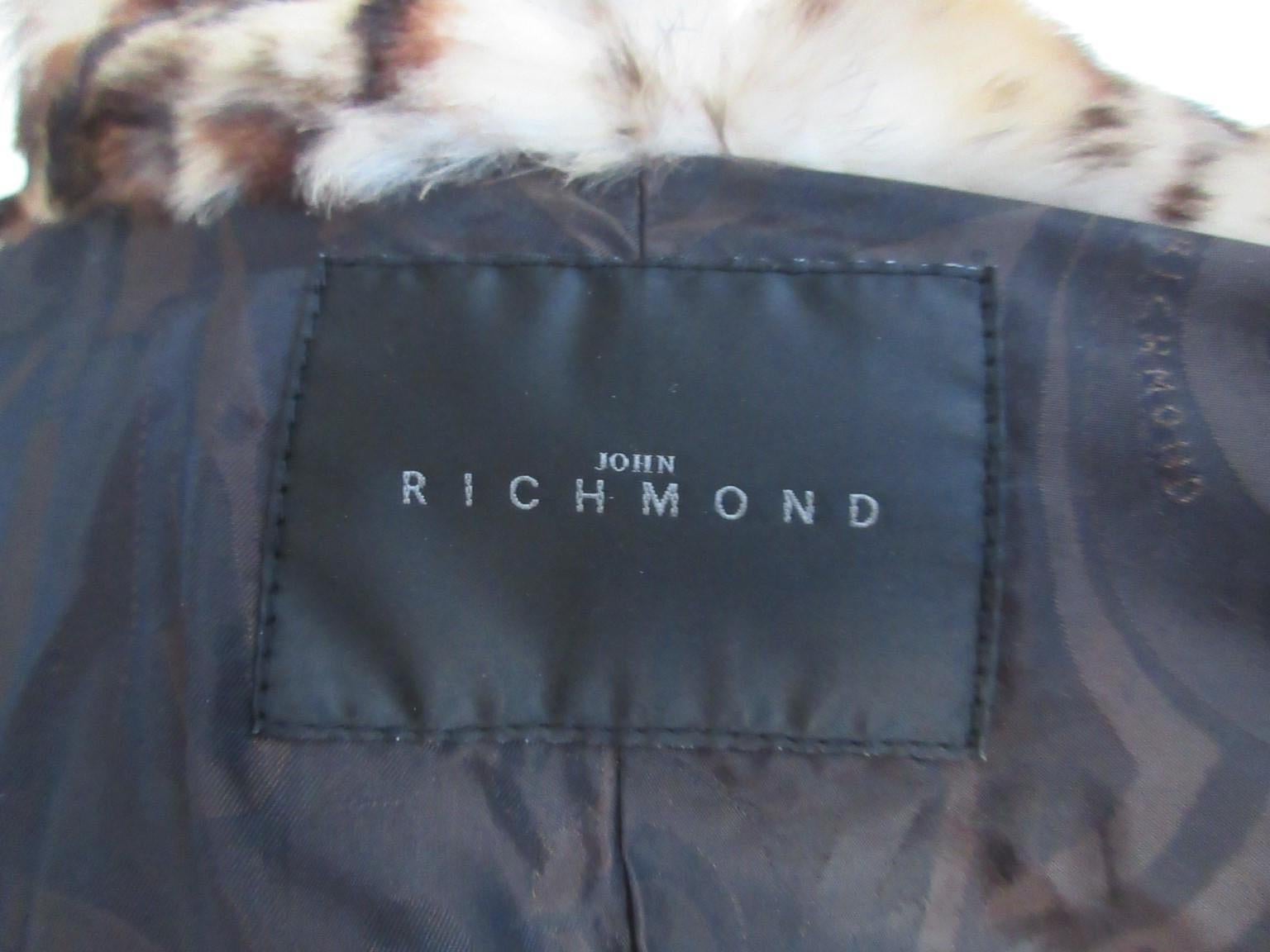 John Richmond Leopard Printed Fur Jacket size Us 8 For Sale 5