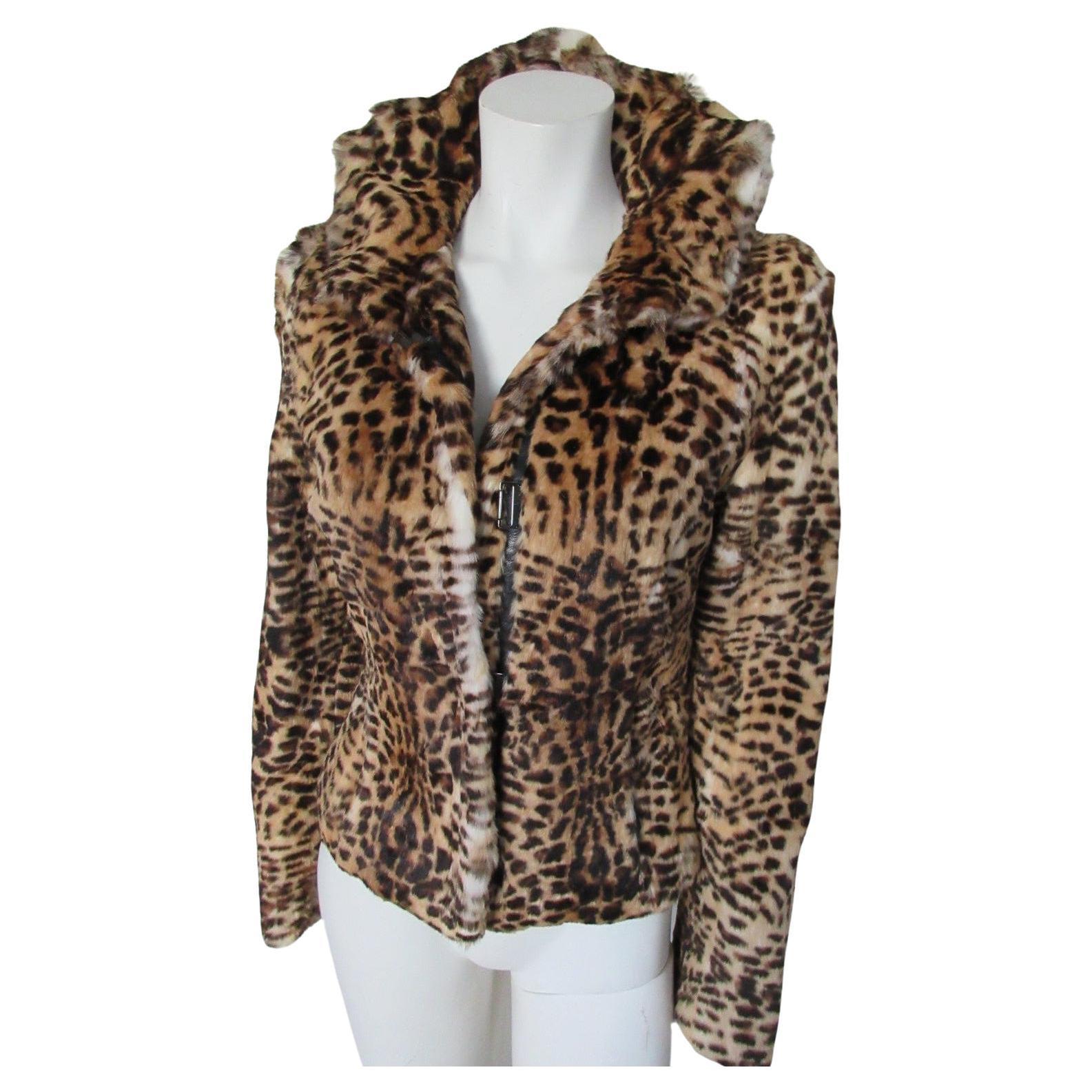 John Richmond Leopard Printed Fur Jacket size Us 8 For Sale