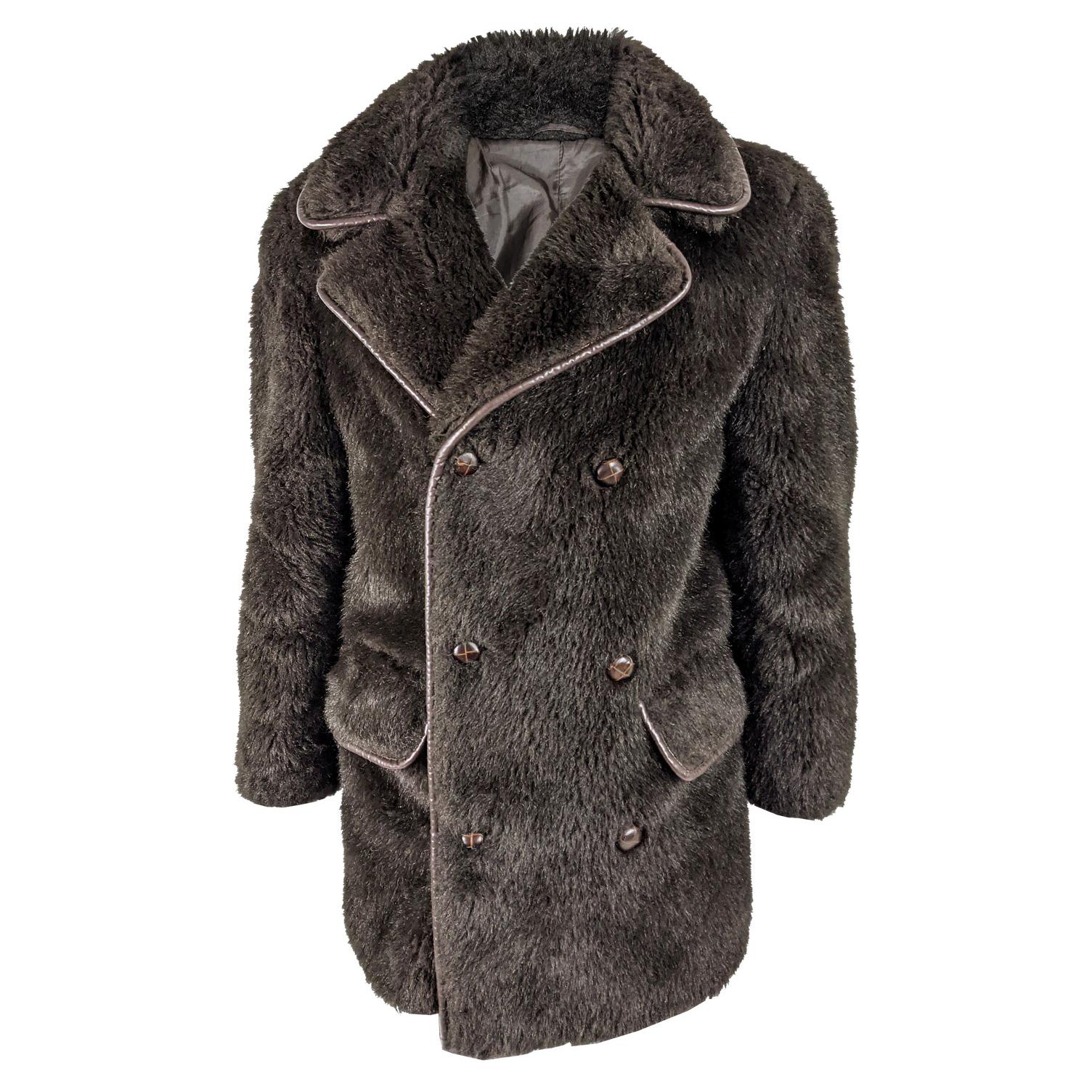 John Richmond Mens Vintage Faux Fur Coat, 1990s