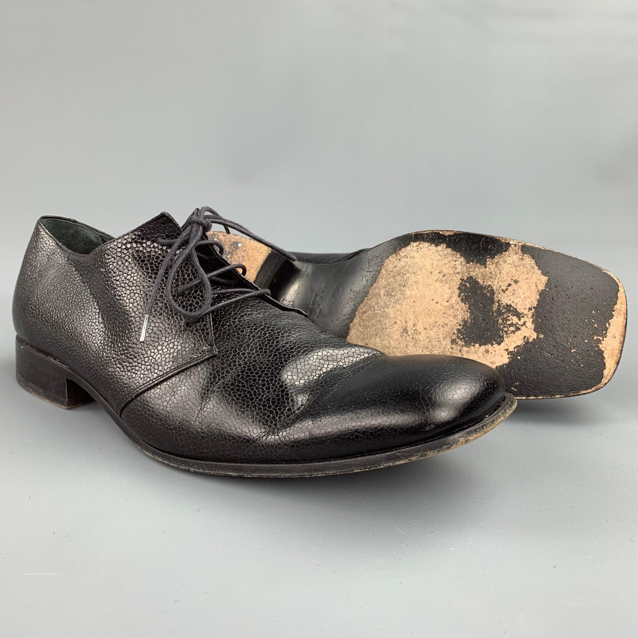 JOHN RICHMOND Größe 10.5 Schwarze Loafers aus strukturiertem Leder mit quadratischem Zehenbereich im Zustand „Gut“ im Angebot in San Francisco, CA