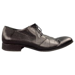JOHN RICHMOND Größe 10.5 Schwarze Loafers aus strukturiertem Leder mit quadratischem Zehenbereich