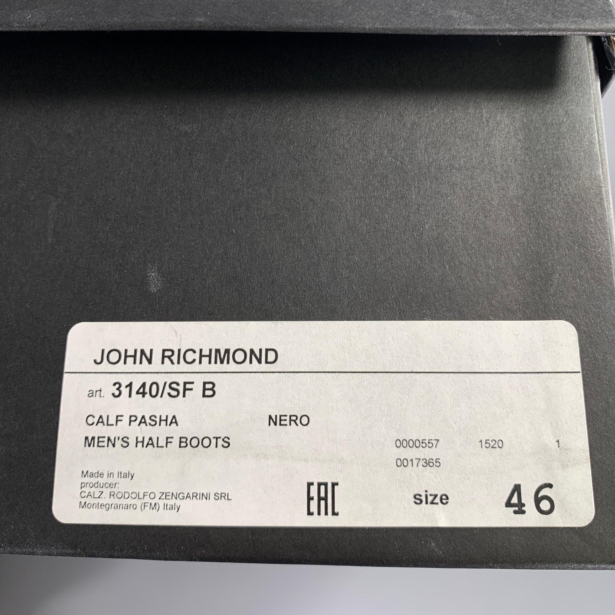 JOHN RICHMOND Size 13 Black Red Solid Leather Track Sole Boots For Sale 6
