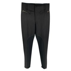 JOHN RICHMOND Size 32 Black Stripe Nylon Blend Zip Fly Dress Pants