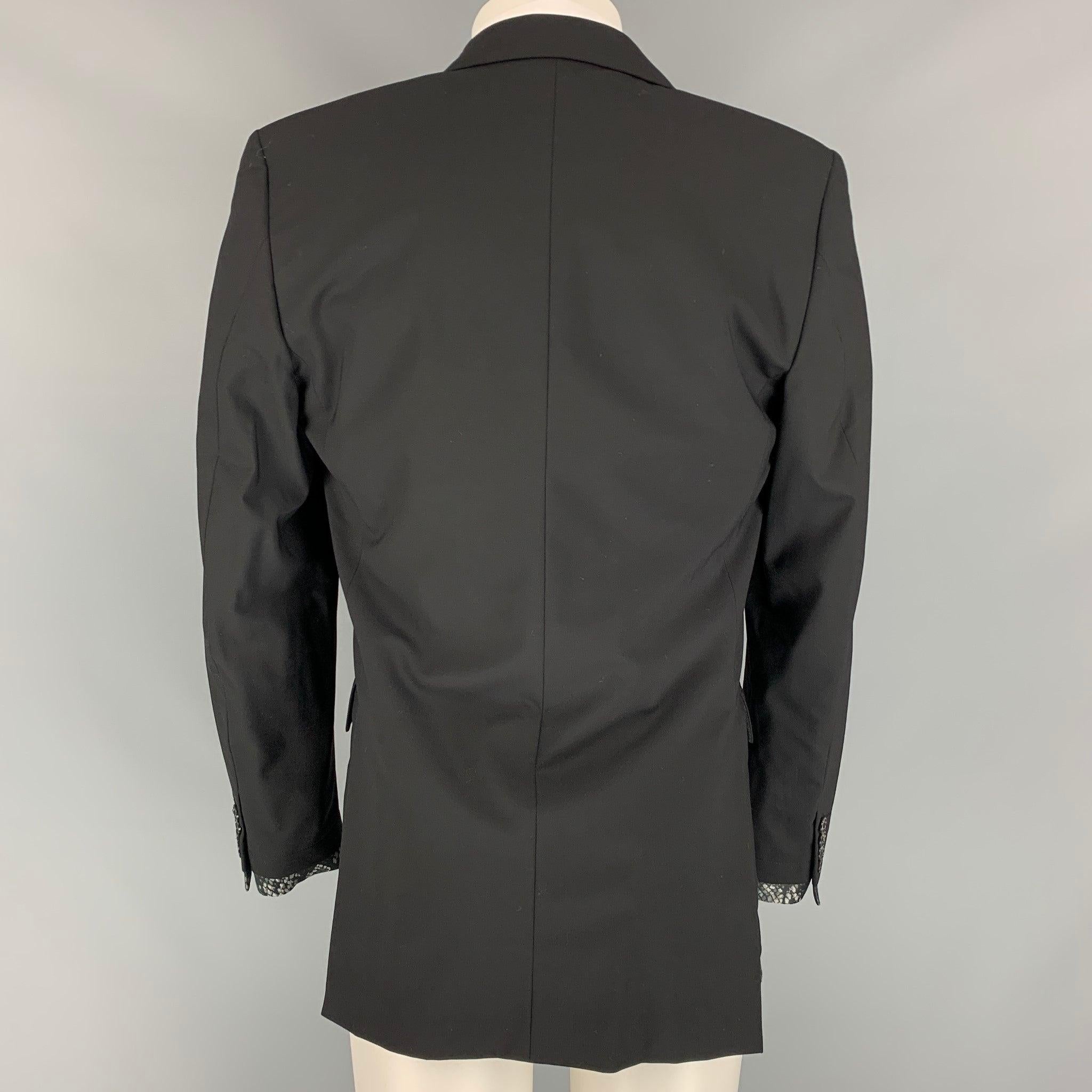 JOHN RICHMOND Size 38 Black Wool Peak Lapel Sport Coat For Sale 1
