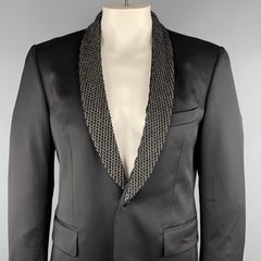 JOHN RICHMOND Size 42 Black Beaded Wool / Elastane Shawl Collar Sport Coat