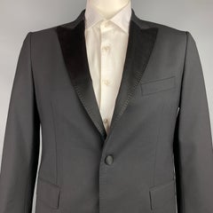 JOHN RICHMOND Size 42 Black Beaded Wool Peak Lapel Sport Coat
