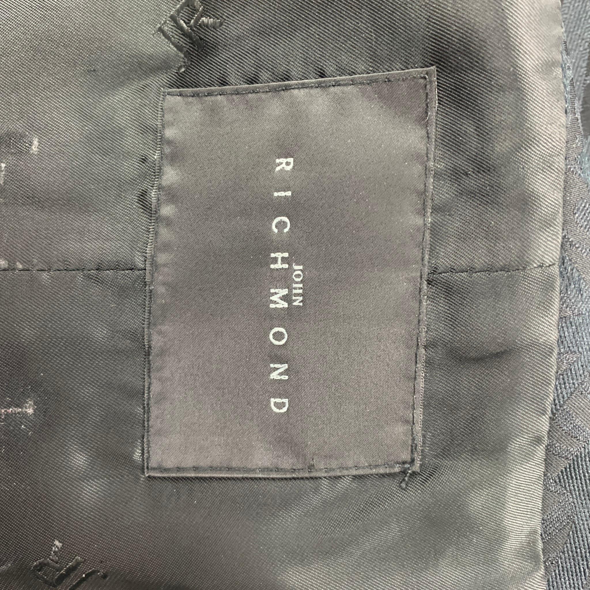 Men's JOHN RICHMOND Size 44 Black Jacquard Polyester Blend Buttoned Vest
