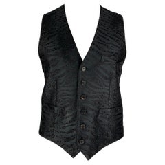 JOHN RICHMOND Größe 44 Schwarze Jacquard-Weste aus Polyestermischung mit Knöpfen
