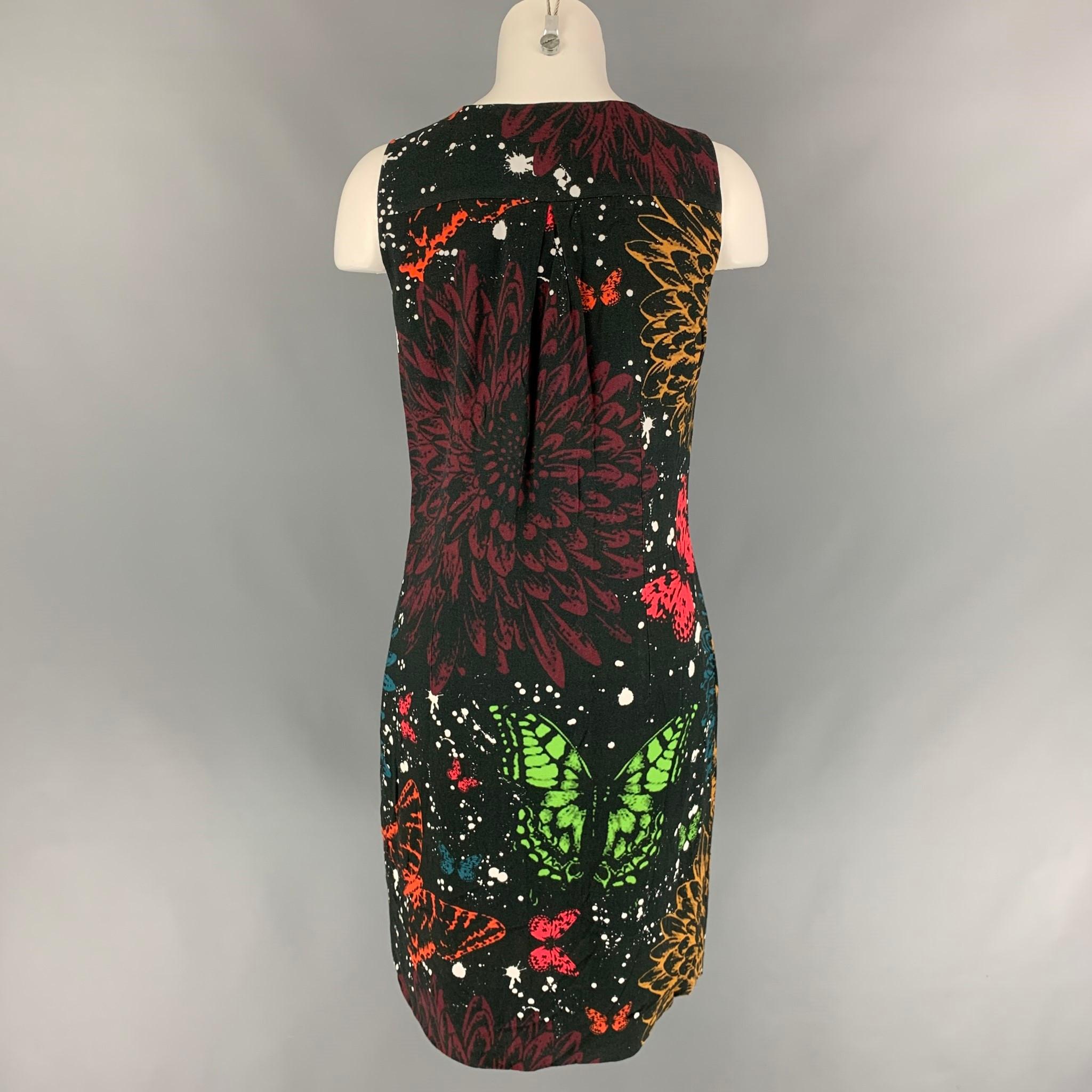 Black JOHN RICHMOND Size 6 Multi-Color Print Viscose Shift Dress