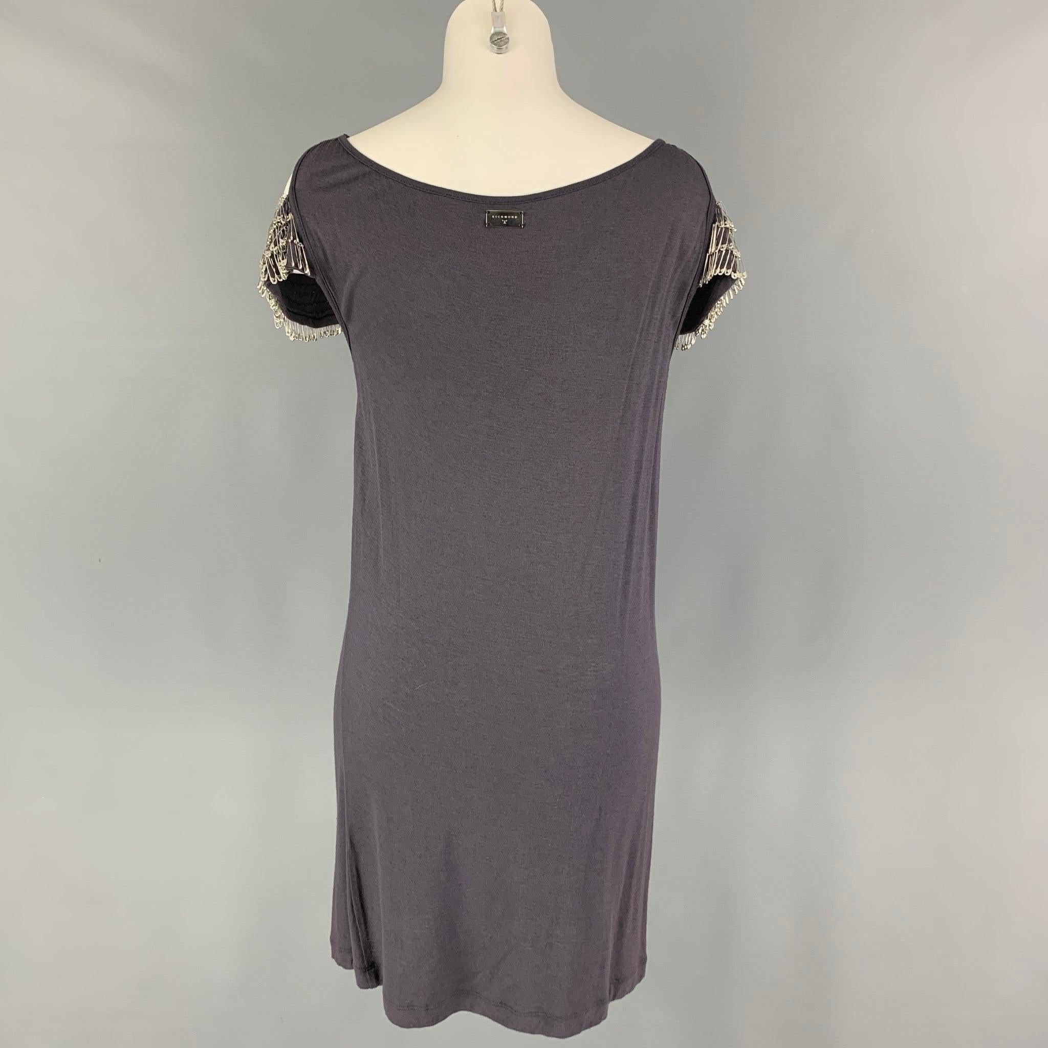 Women's JOHN RICHMOND Size 6 Purple Rayon Wool Safety Pin Tank Dress For Sale