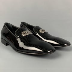 JOHN RICHMOND Taille 9.5 Mocassins en cuir noir à enfiler avec ceinture de rasoir