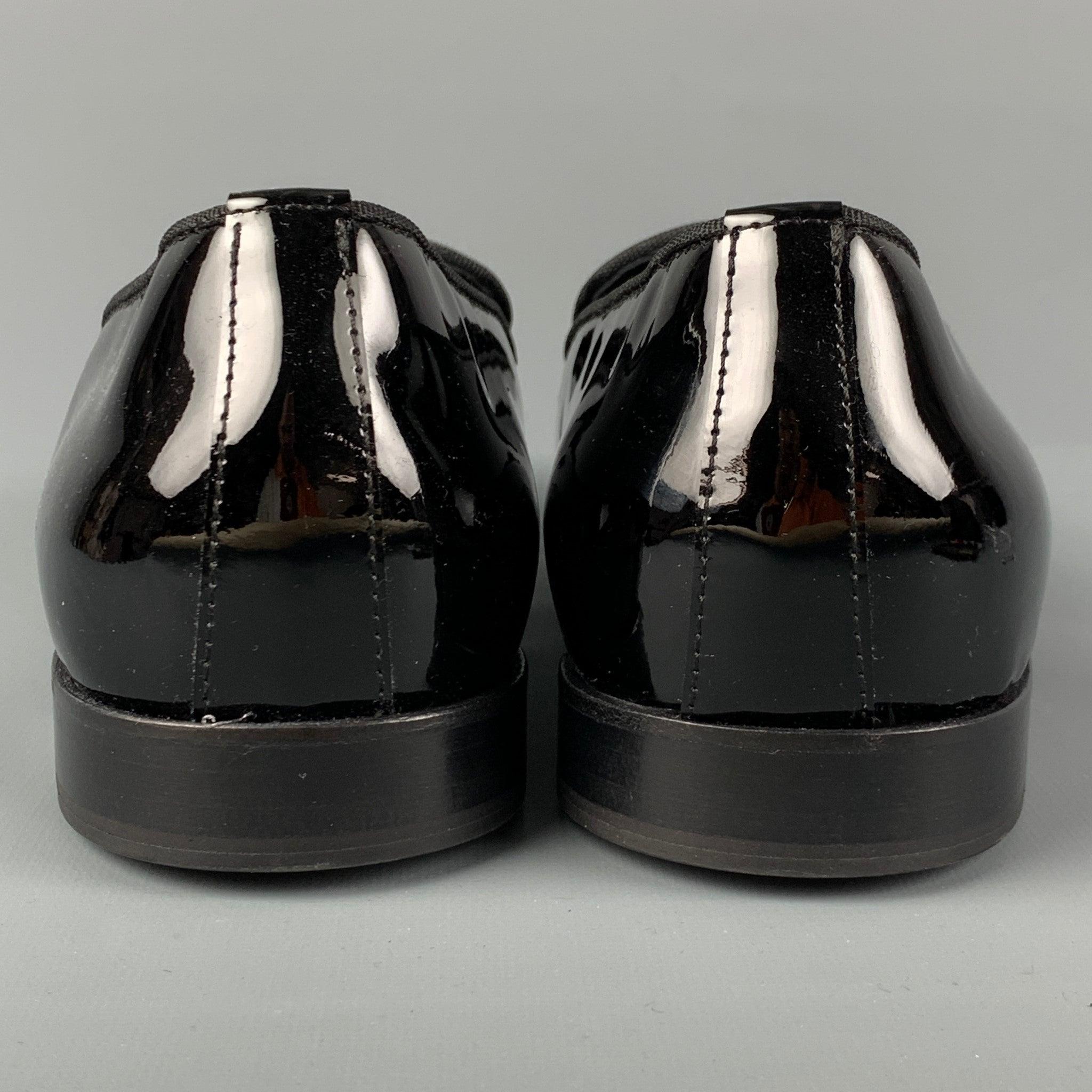 JOHN RICHMOND Size 9.5 Black Leather Slip On Razor Belt Loafers For Sale 1