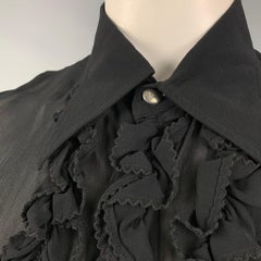 JOHN RICHMOND Size L Black See-Through Rayon Sleeveless Shirt