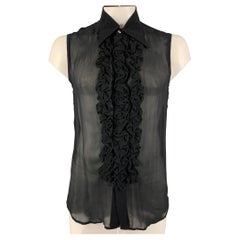 JOHN RICHMOND Size L Black See-Through Rayon Sleeveless Shirt