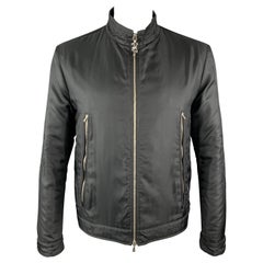 JOHN RICHMOND Größe L Schwarz SEX LIES RELIGION Tattoo Seidenmischung Zip Up Jacke