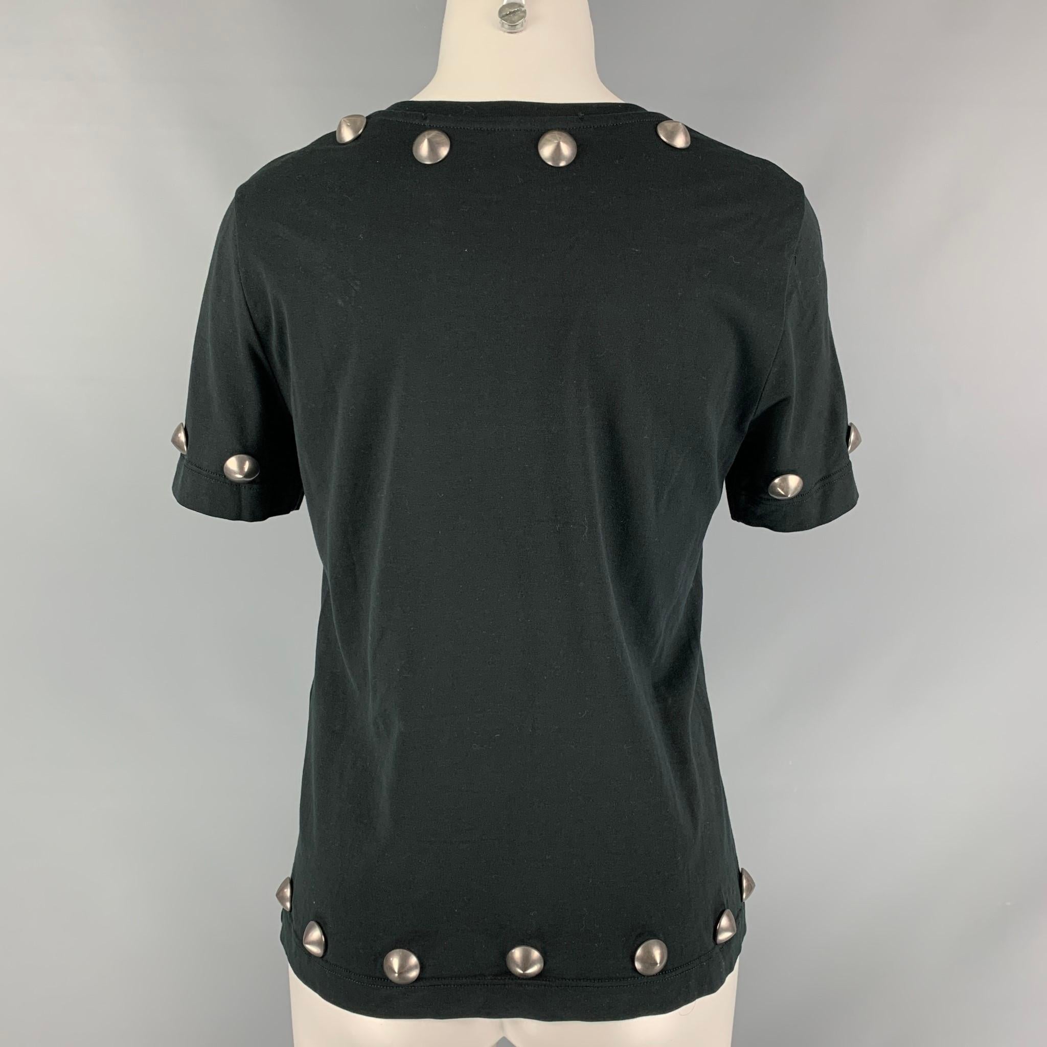 Women's JOHN RICHMOND Size S Black Print Cotton Crew-Neck T-Shirt