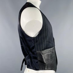 JOHN RICHMOND Größe XL Schwarz Grau Nadelstreifen Weste aus Wolle mit gemischten Stoffen