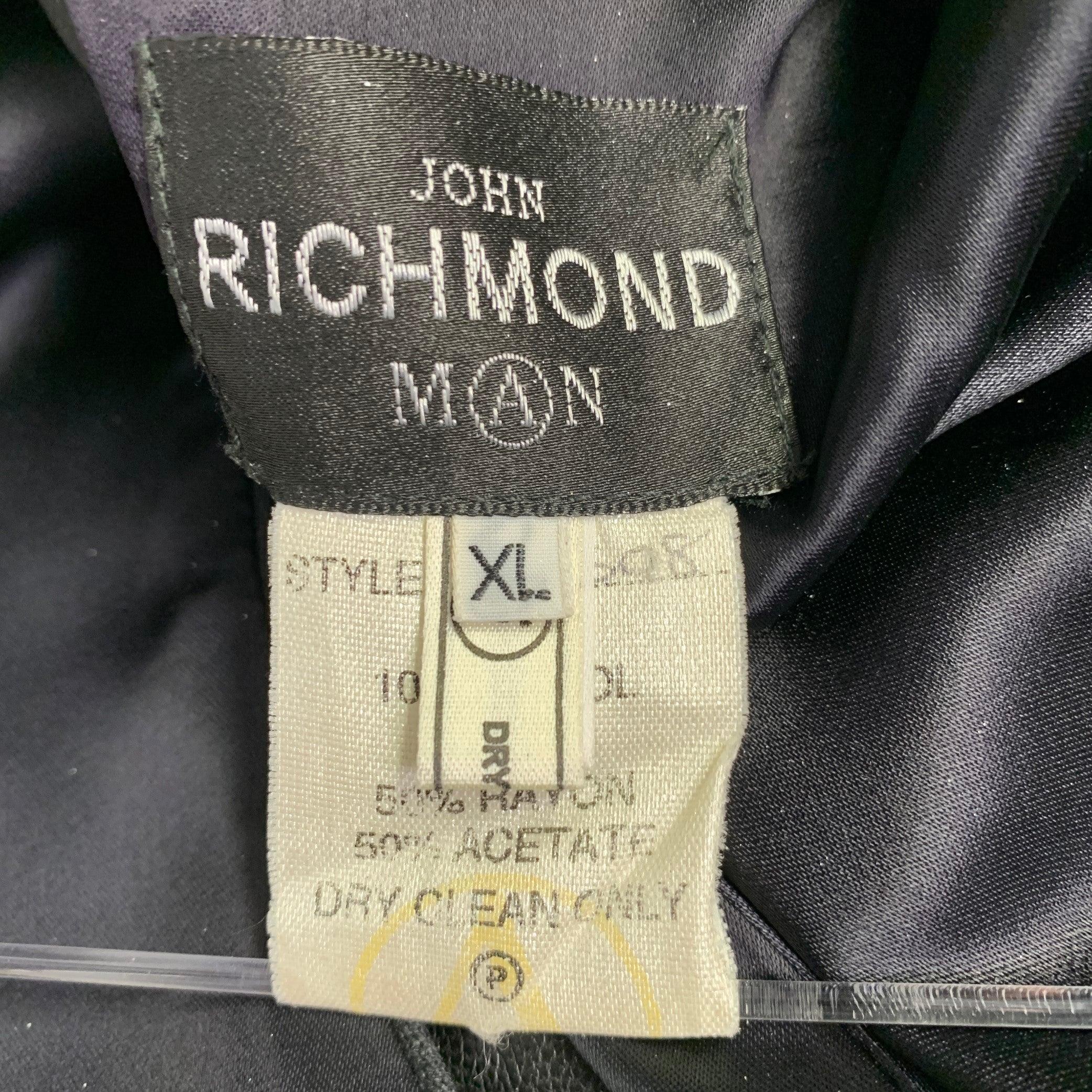 JOHN RICHMOND Talla XL Negro Gris A Rayas Lana Tejidos Mixtos Chaleco en venta 2