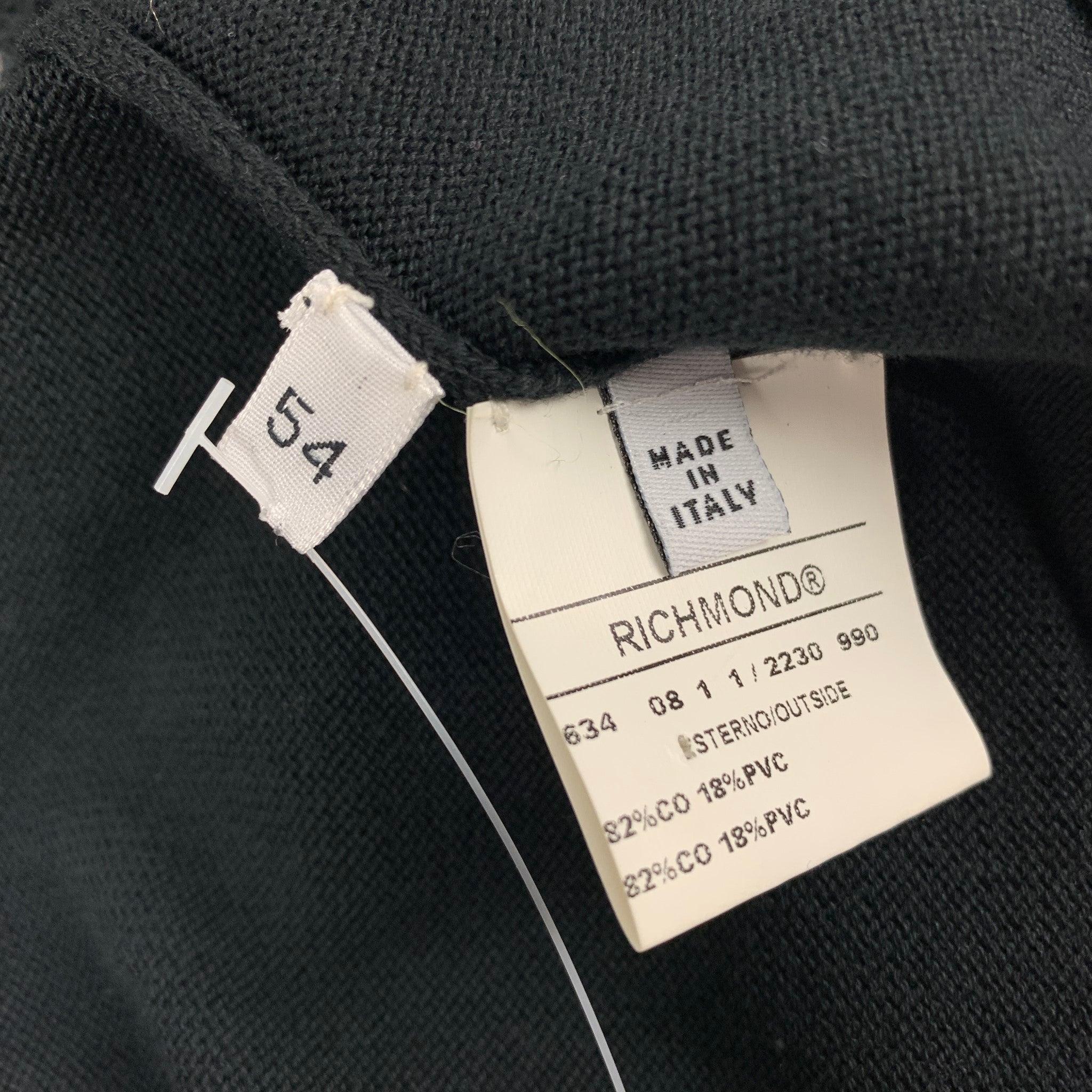 Men's JOHN RICHMOND Size XL Black Silver Sequined Cotton / PVC Buttoned Cardigan