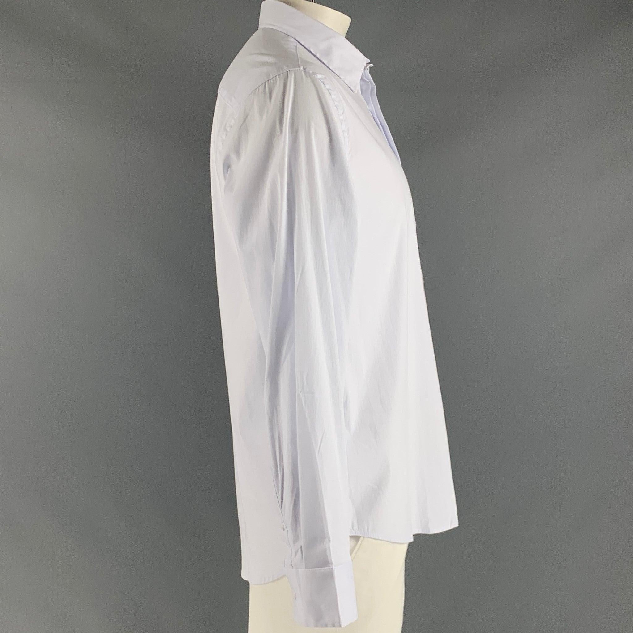 JOHN RICHMOND long sleeve shirt
in a white cotton blend fabric featuring a spread collar and a hidden button closure. Made in Italy.New with Tags. 

Marked:   XL 

Measurements: 
 
Shoulder: 19 inches  Chest: 47 inches  Sleeve: 26.5 inches  Length: