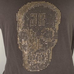 JOHN RICHMOND Größe XXXL Schwarzes T-Shirt mit Strass und Totenkopf aus Baumwollmischung und Rundhalsausschnitt