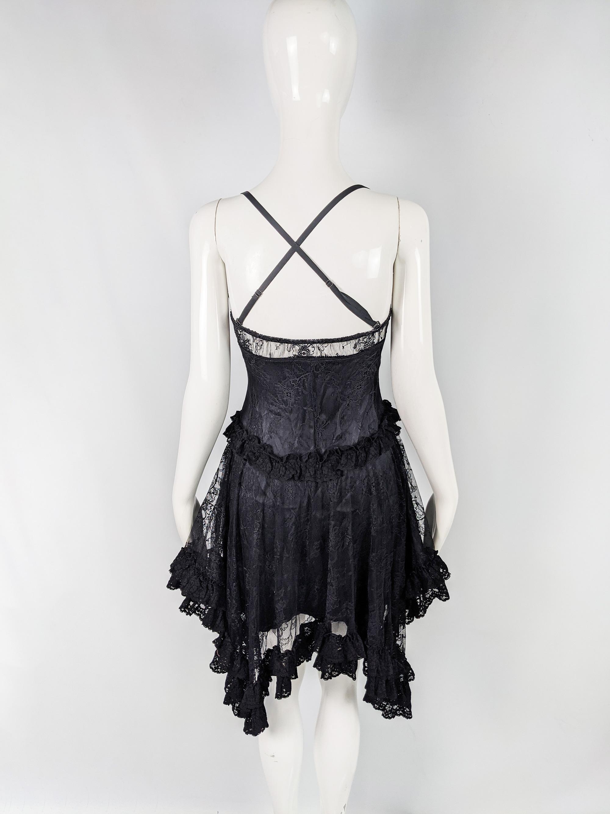 John Richmond Vintage Black Lace Sleeveless Evening Party Dress, 2000s  3