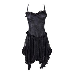 John Richmond Vintage Black Lace Sleeveless Evening Party Dress, 2000s 