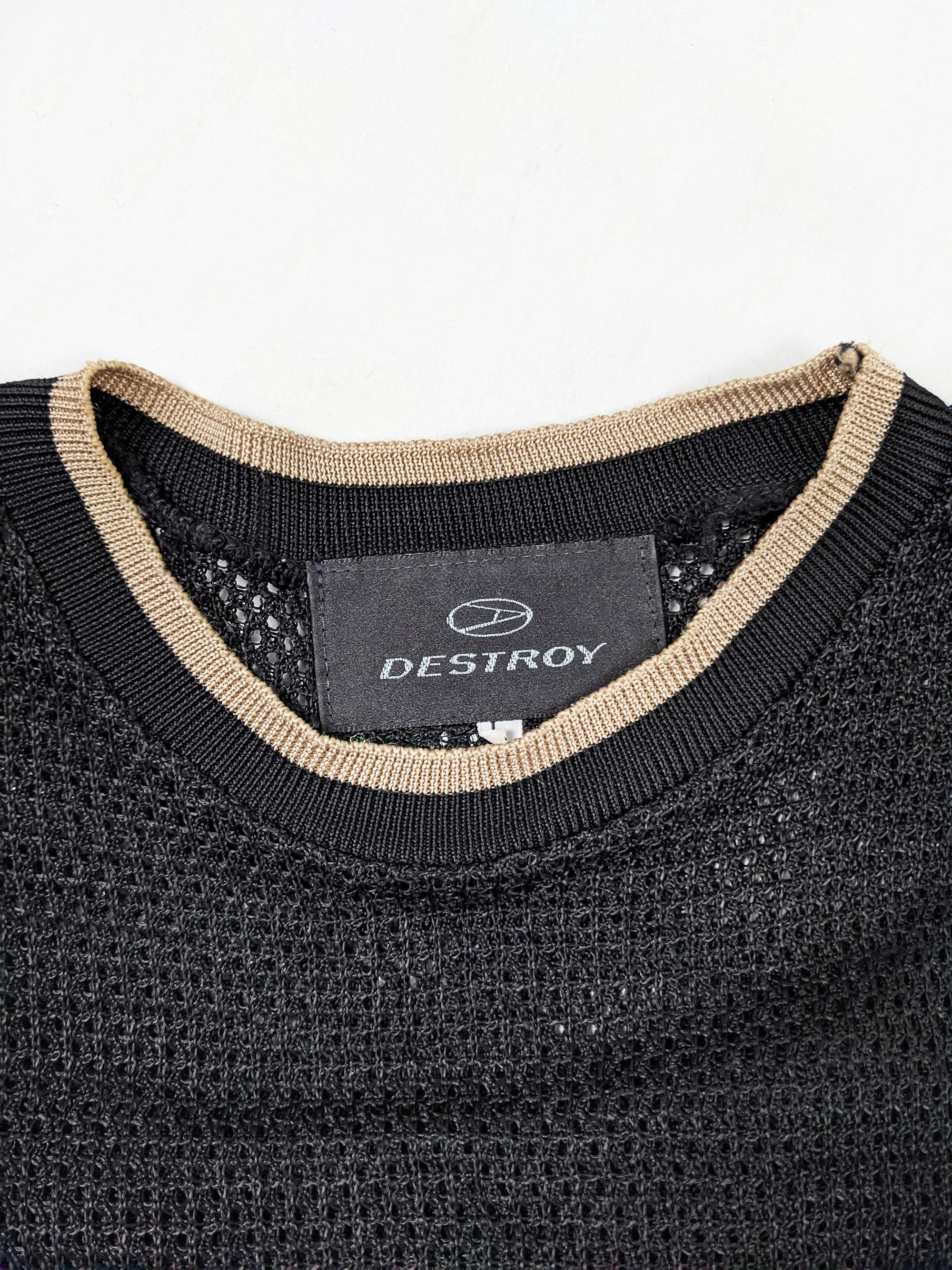John Richmond Vintage Destroy Mens Vintage Sheer Black Mesh Shirt Top 2