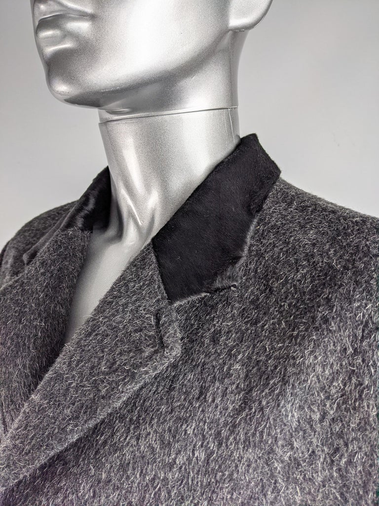 John Richmond Vintage Mens Wool and Calf Hair Coat For Sale at 1stDibs