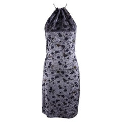 John Richmond Vintage Purplish Grey Velvet Floral Print y2k Party Dress