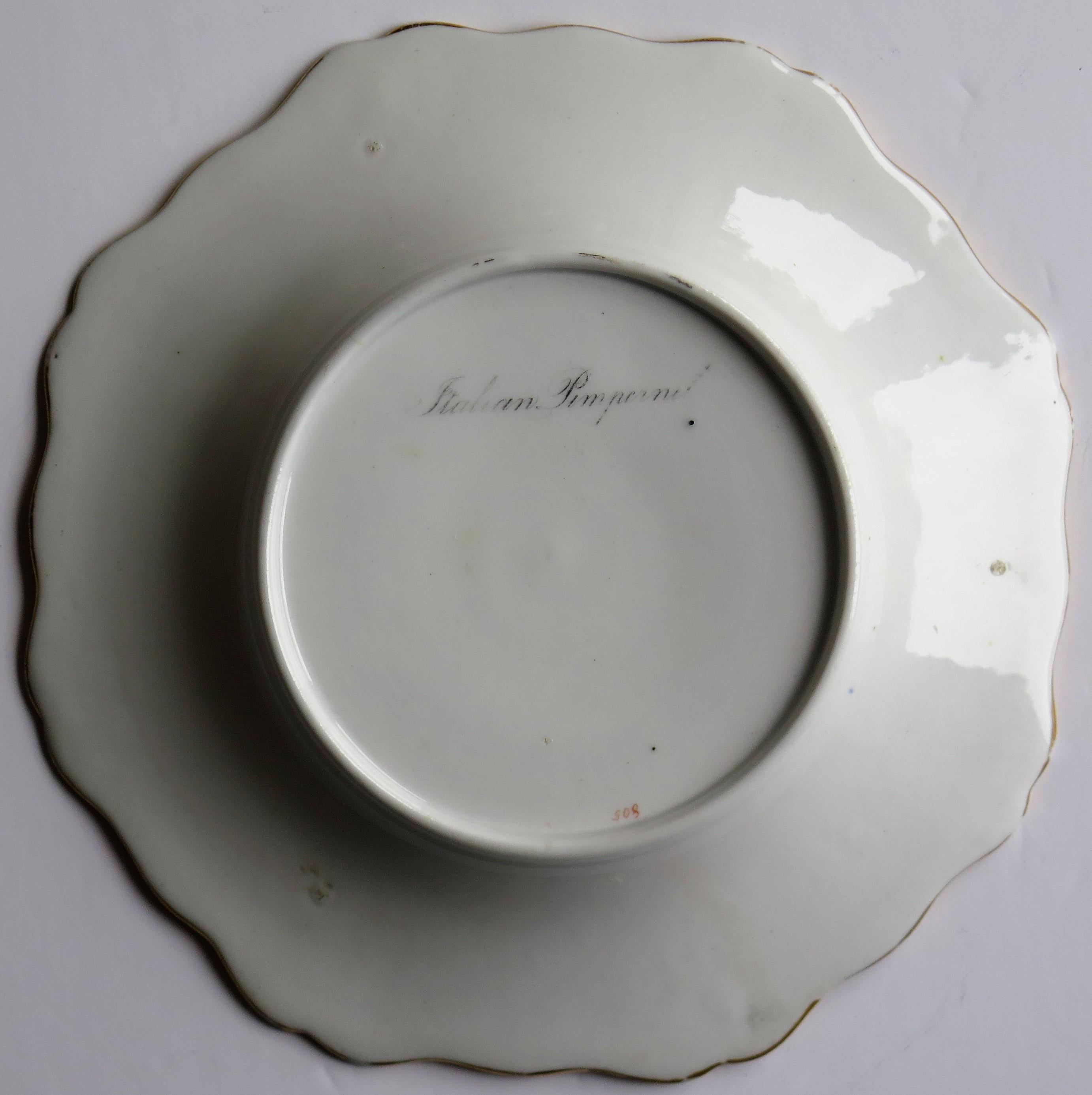 Georgian John Ridgway Plate Porcelain Hand Painted botanical, Circa 1820 For Sale 7