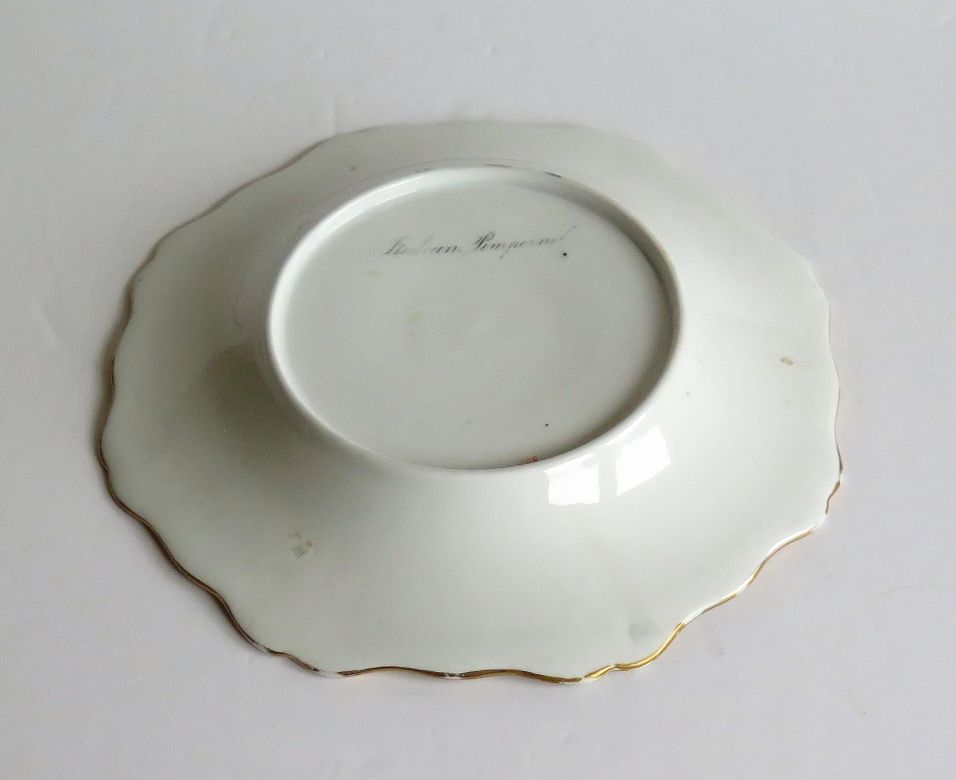 Georgian John Ridgway Plate Porcelain Hand Painted botanical, Circa 1820 For Sale 8