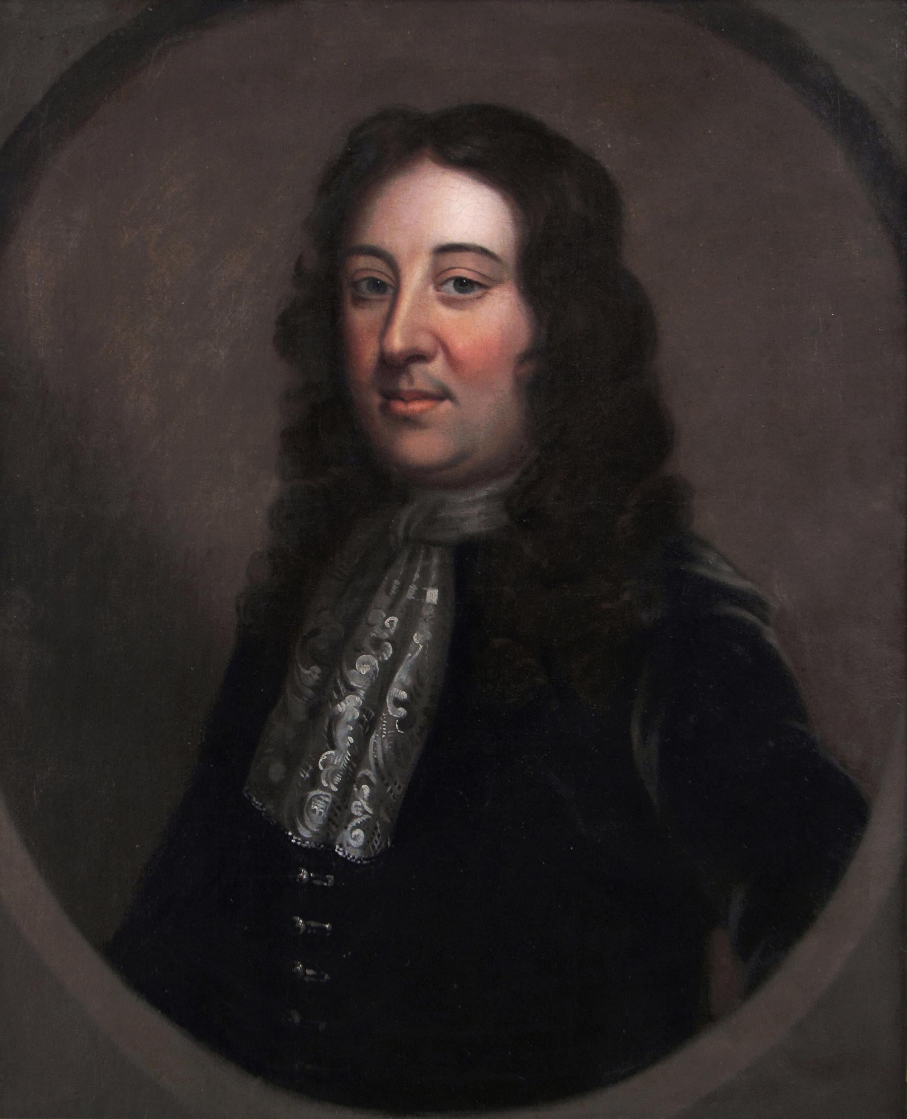 17th Century portrait oil painting of a gentleman - Painting by John Riley