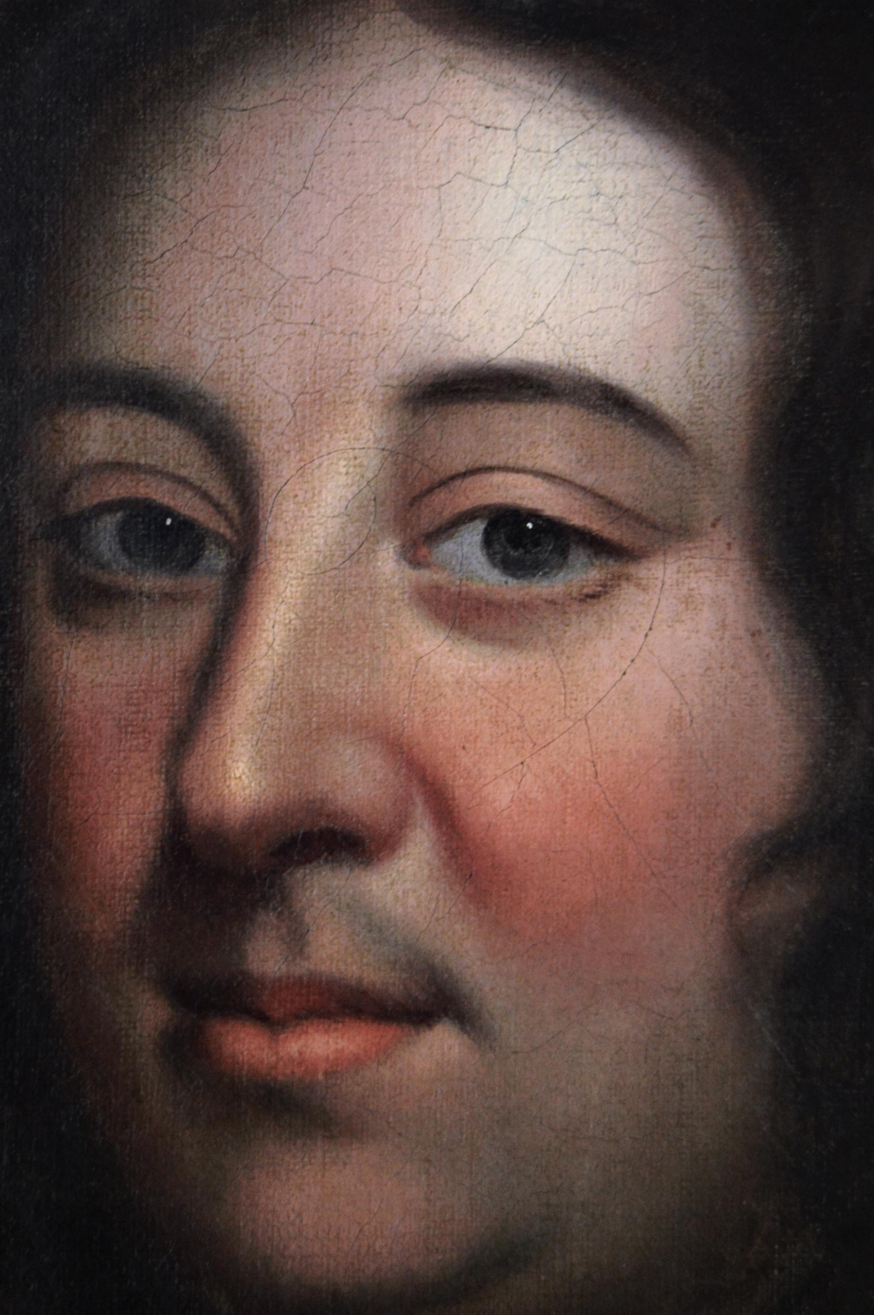 Circolo di John Rileys
Britannico, (1646-1691)
Ritratto di un gentiluomo
Olio su tela
Dimensioni dell'immagine: 29 pollici x 24 pollici 
Dimensioni comprensive di cornice: 36 pollici x 31 pollici

Un bel ritratto a mezzo busto di un gentiluomo