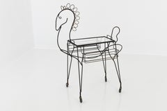 Chariot de bar en fer noir pour chevaux John Risley avec porte-bouteilles et plateau amovible