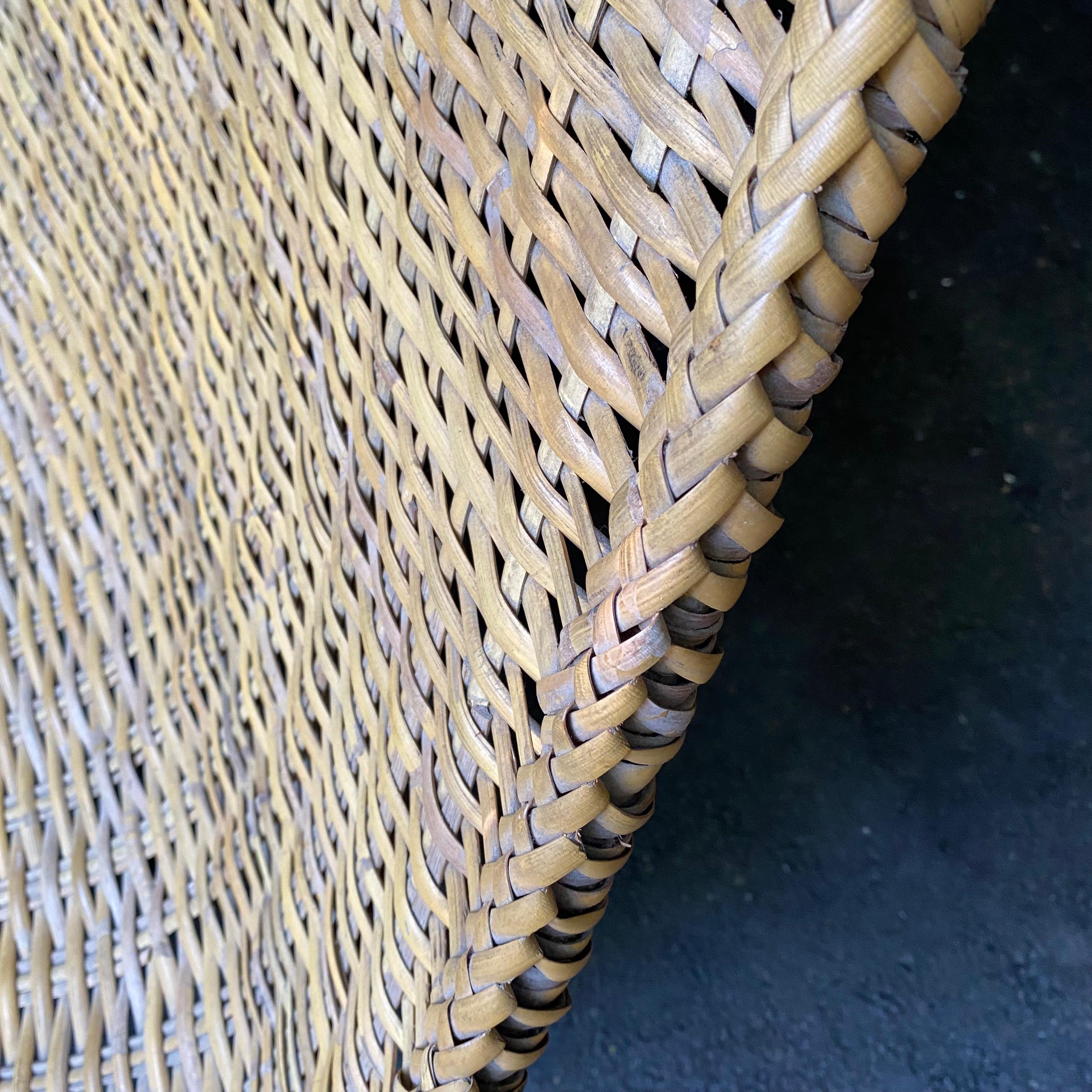 20th Century John Risley Hand-Woven Rattan Cane and Iron Duyan Lounge Chair for Ficks Reed