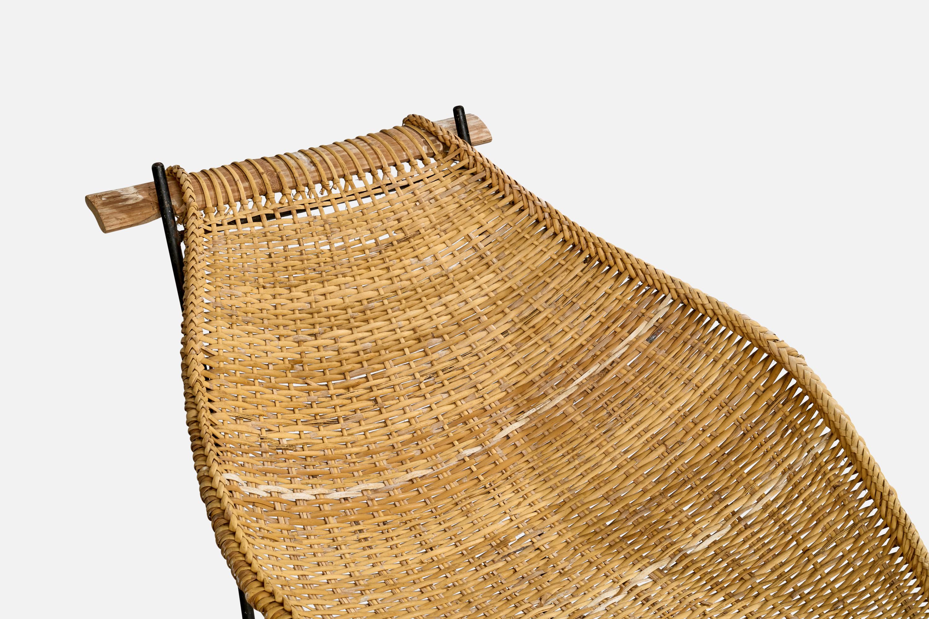 John Risley, Lounge Chair, Rattan, Iron, Wood, USA, 1950s For Sale 4
