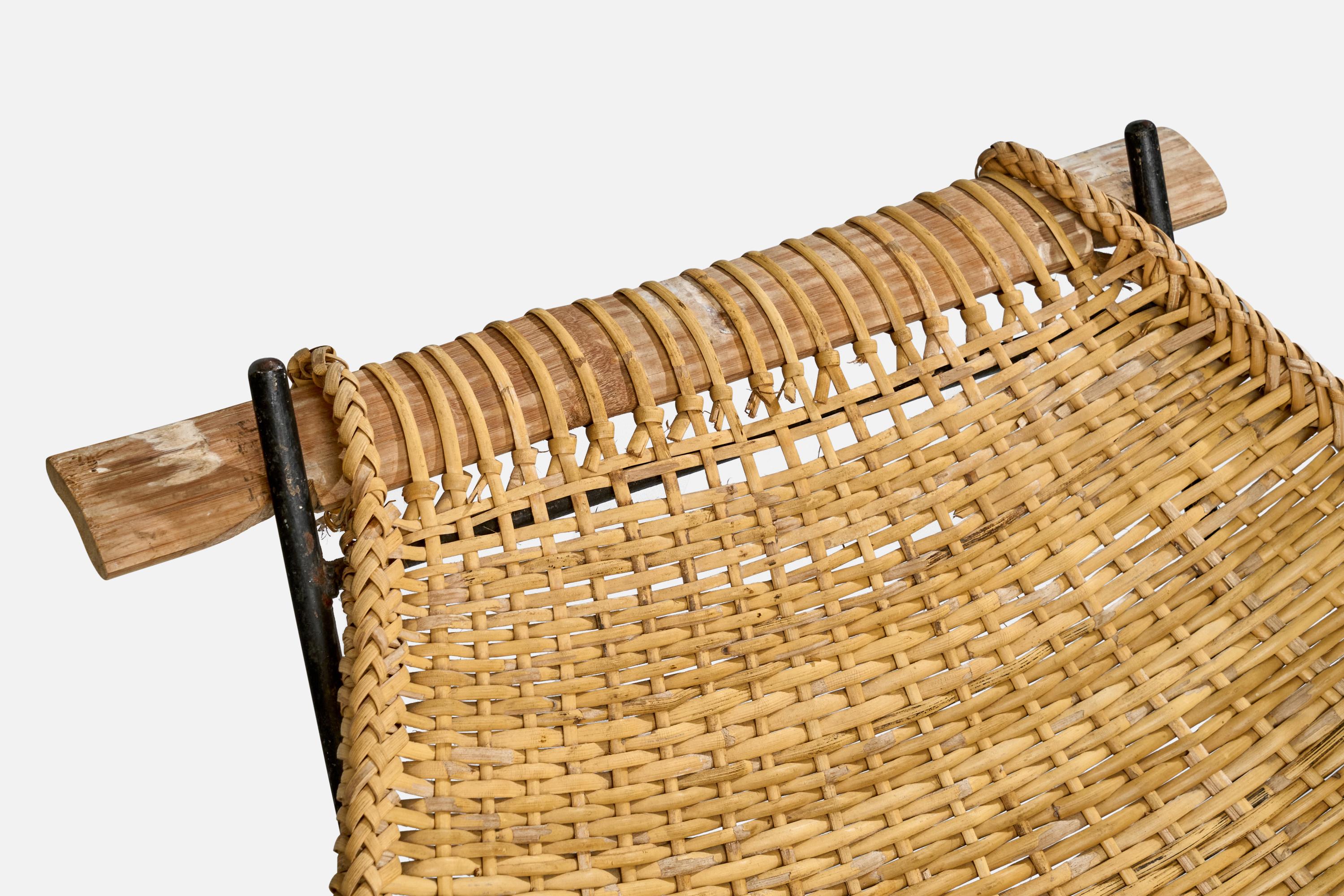 John Risley, Lounge Chair, Rattan, Iron, Wood, USA, 1950s For Sale 5