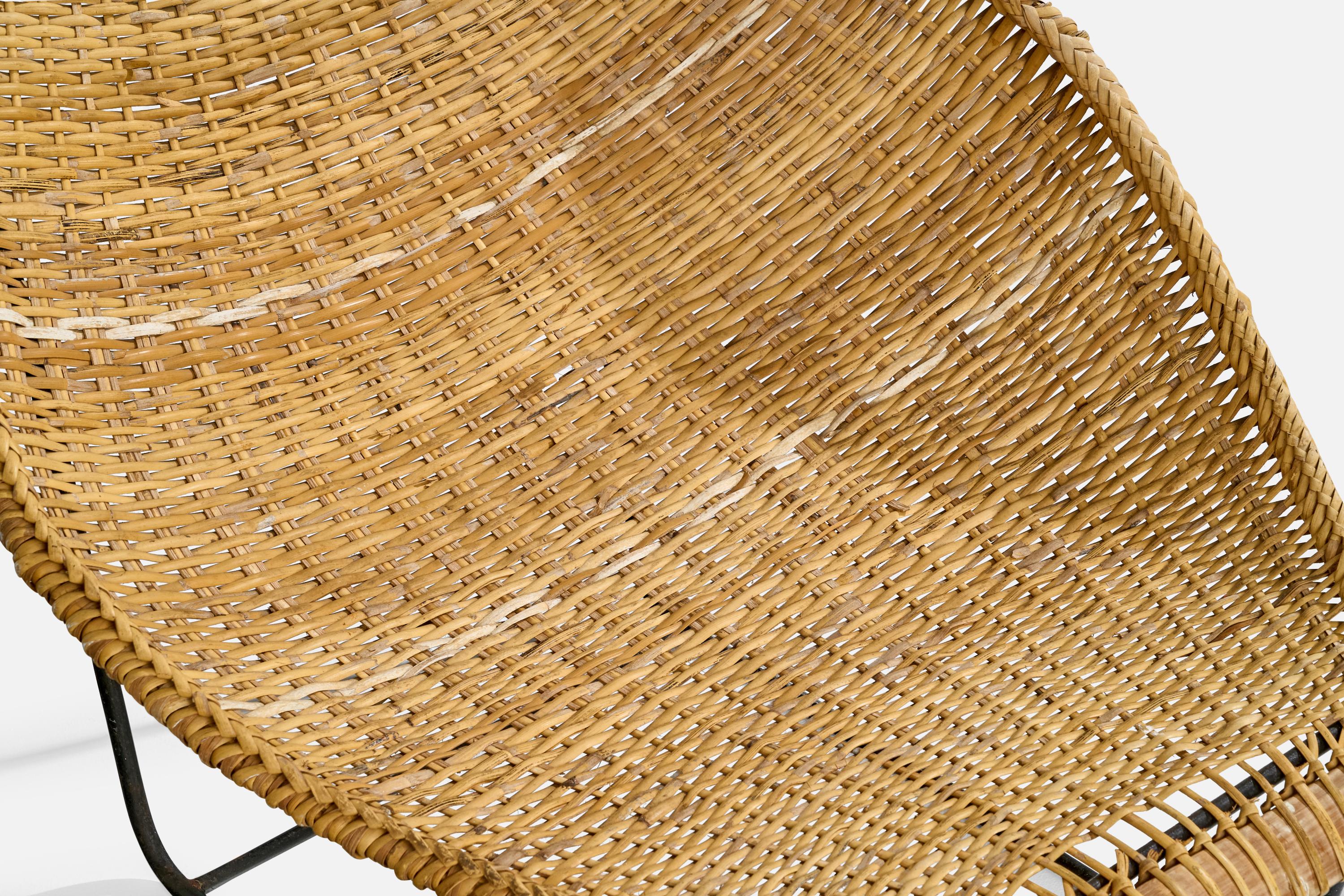 John Risley, Lounge Chair, Rattan, Iron, Wood, USA, 1950s For Sale 6