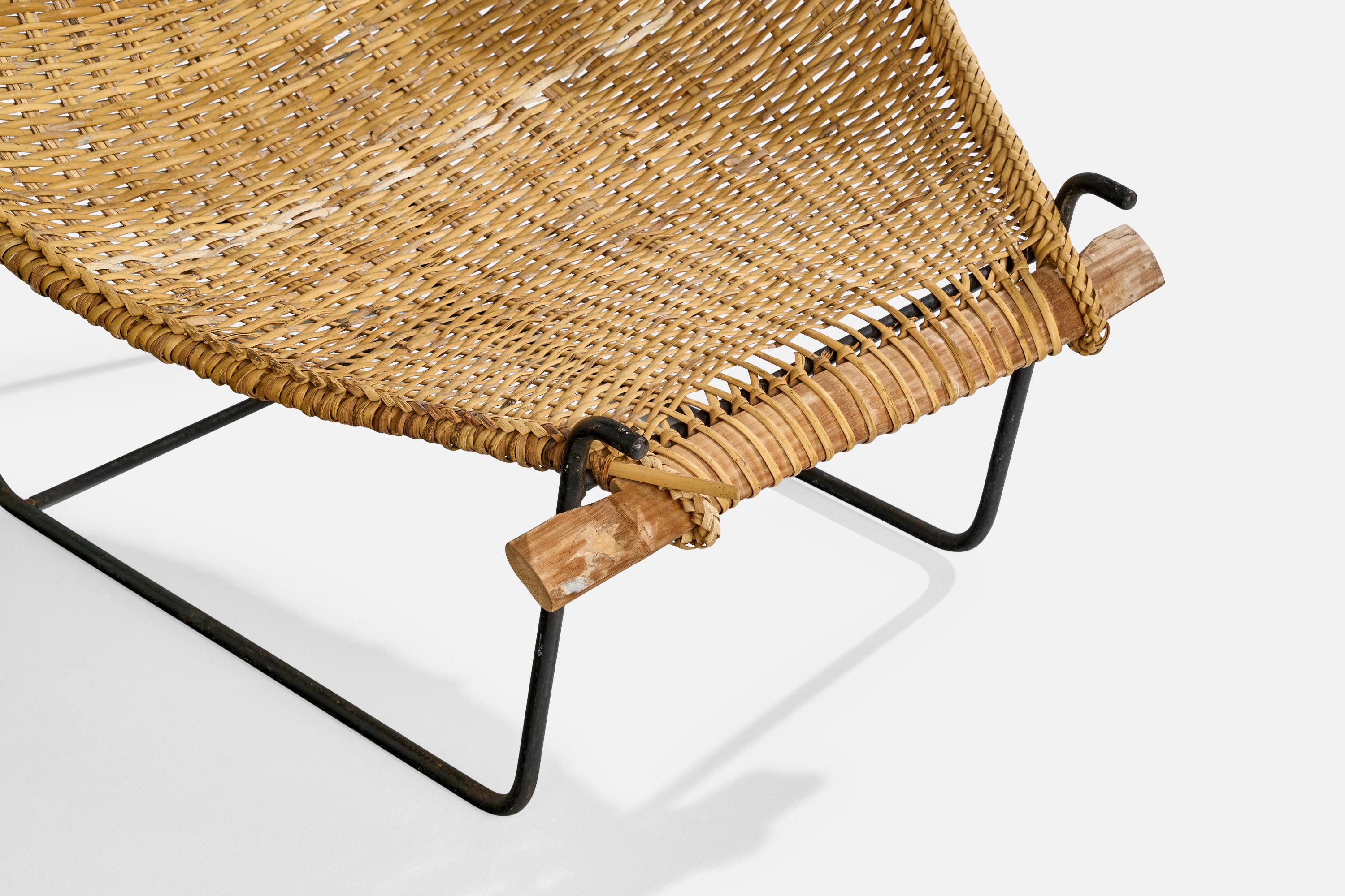 John Risley, Lounge Chair, Rattan, Iron, Wood, USA, 1950s For Sale 7