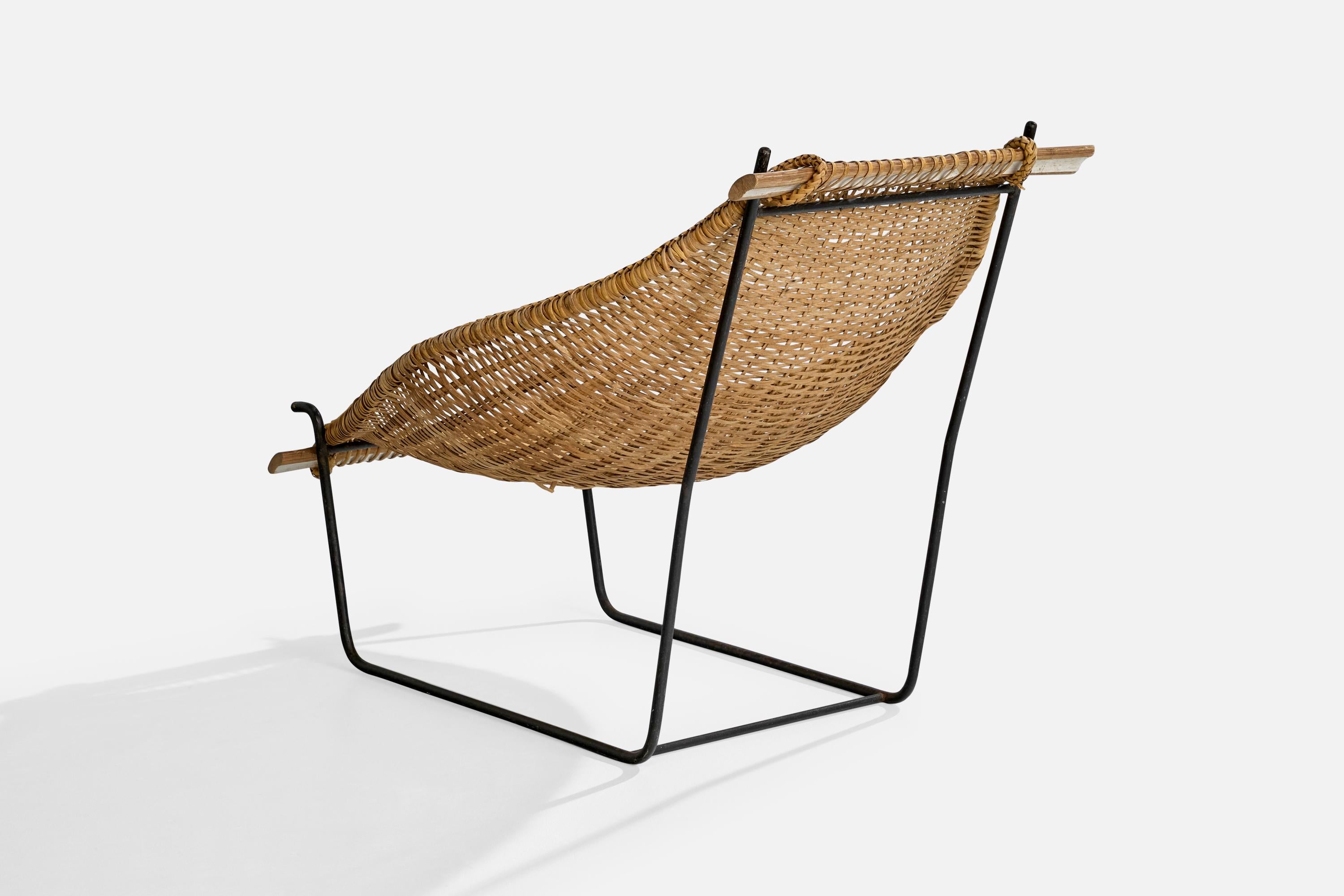 John Risley, Lounge Chair, Rattan, Iron, Wood, USA, 1950s For Sale 2