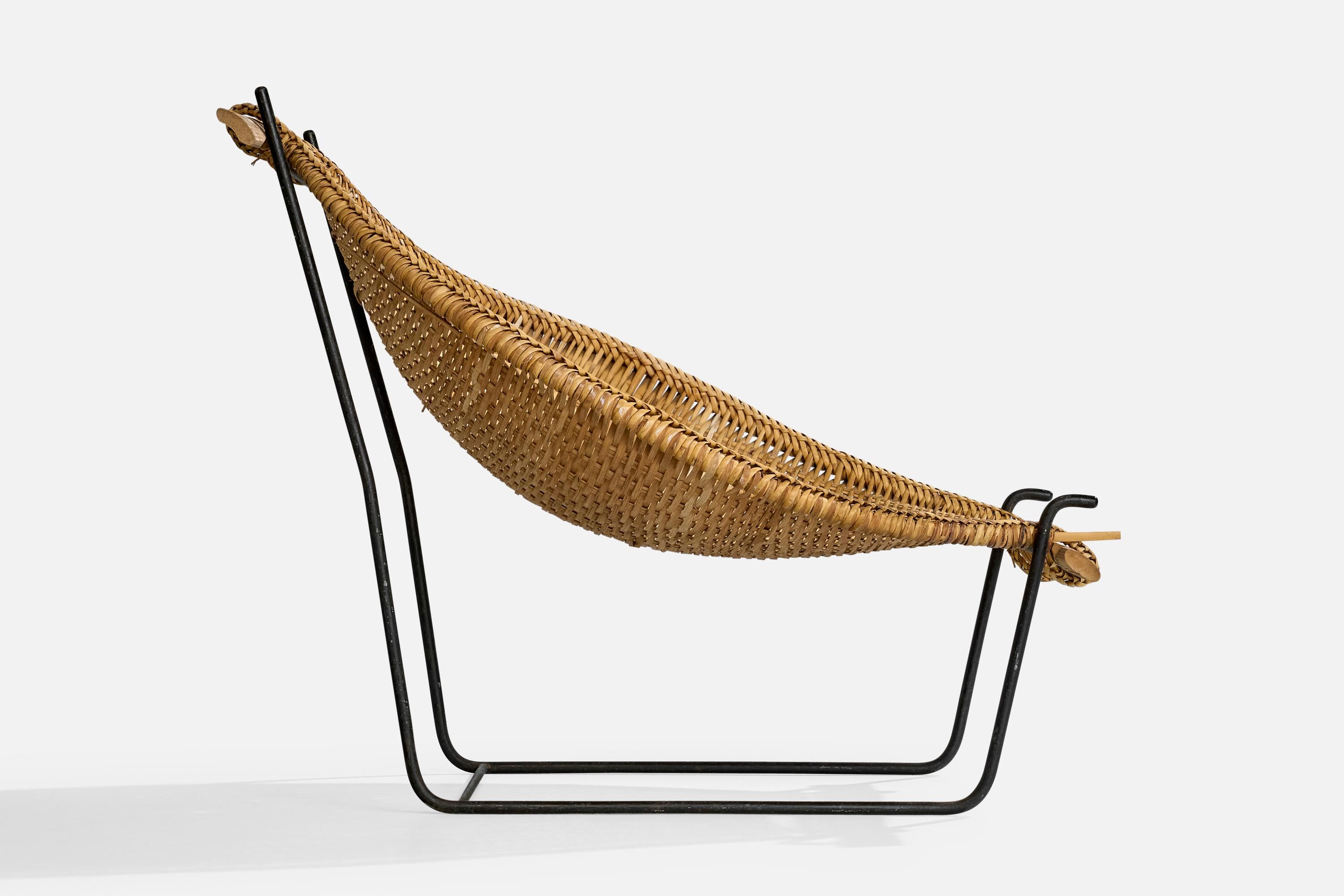 John Risley, Lounge Chair, Rattan, Iron, Wood, USA, 1950s For Sale 3